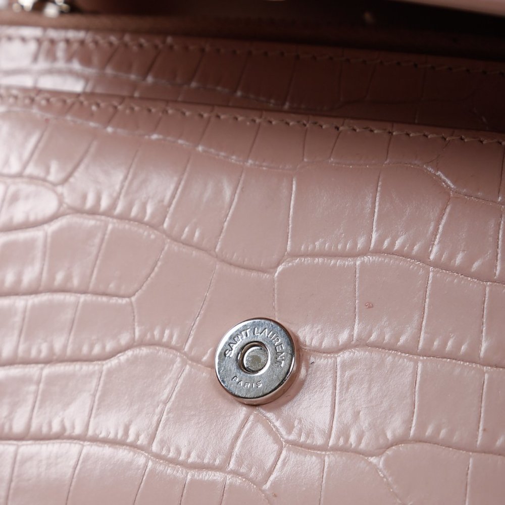 Saint Laurent Powder Pink Croc Mini Sunset Bag - Picture 7 of 9